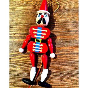 Vintage German Wooden Jumping Jack Ornament Puppets Man Woman Girl Pull String
